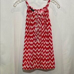 INC International Concepts Red and White Embellished Tank Top